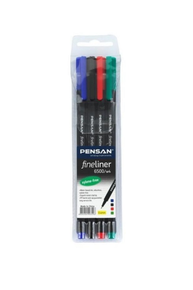 Pensan 6500/W4 4 Colors Fineliner 0.4mm Tip (Colored Pen)