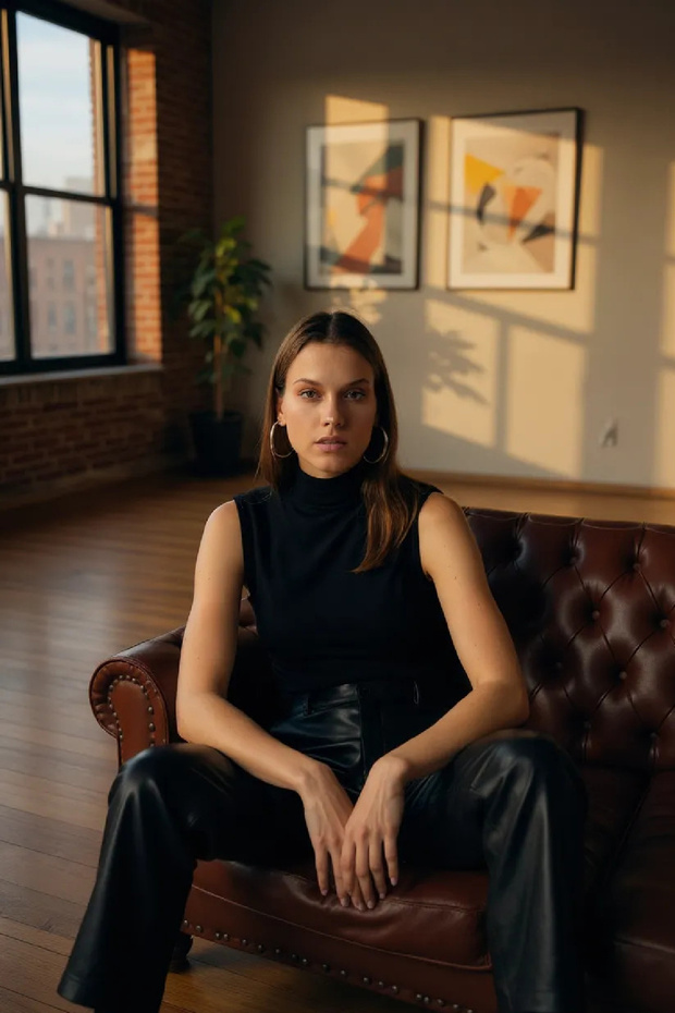 Kadın Siyah Kolsuz Balıkçı Yaka Basic Bluz - 4