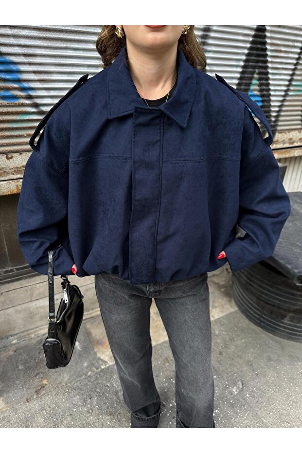 سترة بومبر كبيرة الحجم من الجلد الناعم - 2