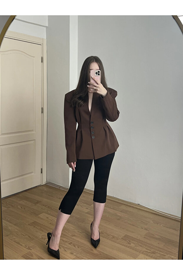 Çelik Örme Siyah Kapri Tayt - 5