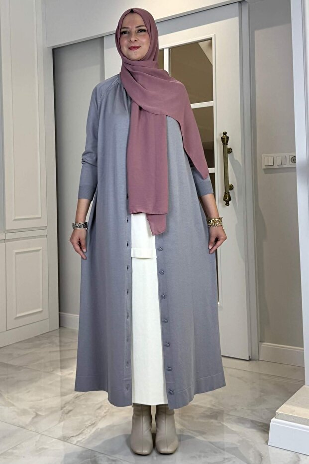 Ferace Triko Hırka Gri - 7