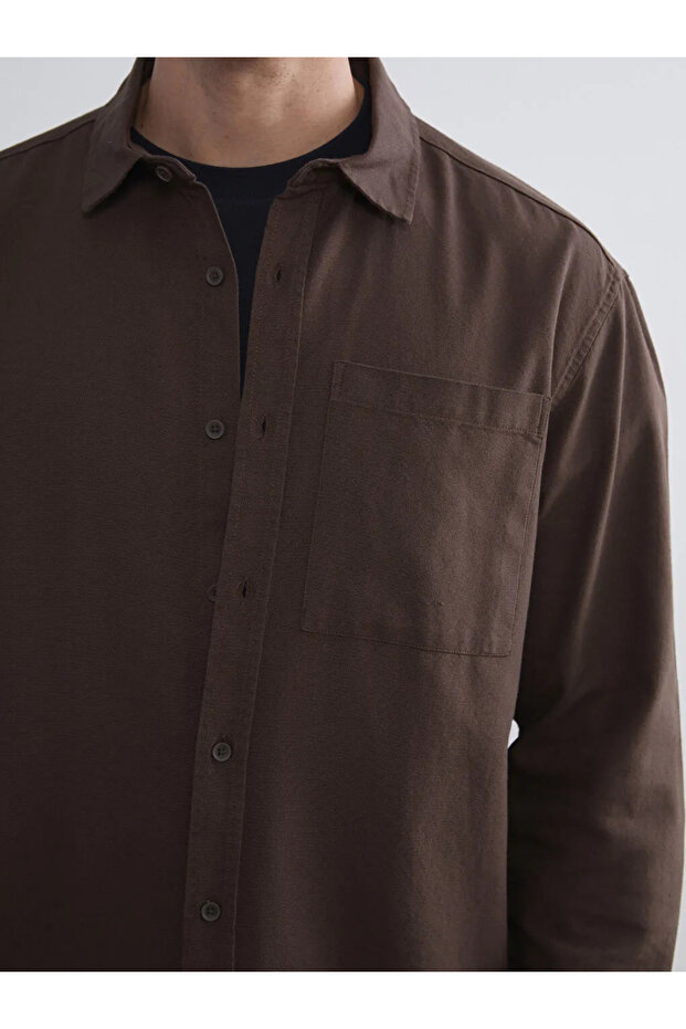 XSIDE Kahverengi Regular Fit Uzun Kollu Kadife Erkek Gömlek - 2