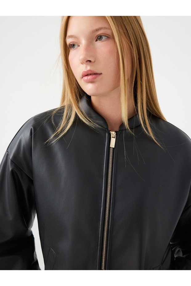 Oversize Fit Kadın Mont Pu - 4