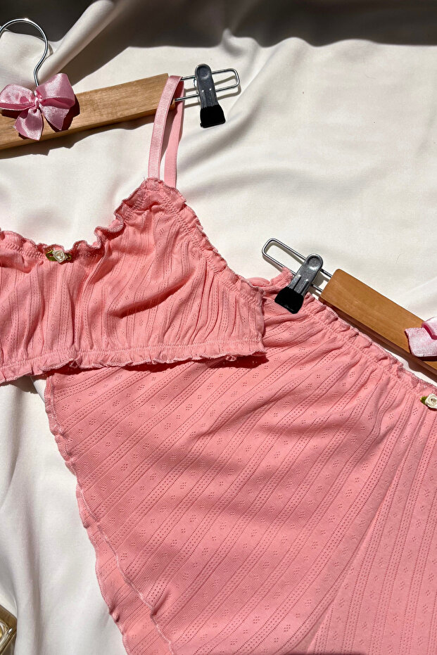 Romeo %100 Pamuklu 3’lü Pijama Takımı Bralet Şort Külot Seti - 2