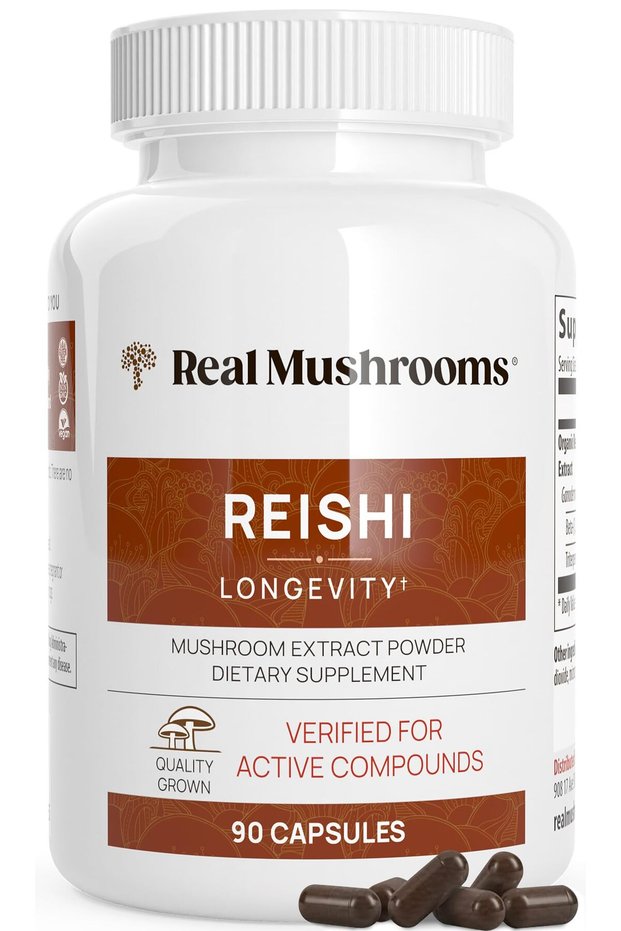 Organic Reishi Mushroom Capsules - Vegan, Non-GMO, No Fillers, 90 ct