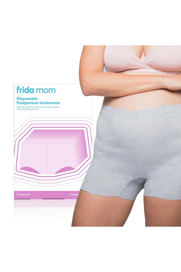 Women's Disposable Boyshort Underwear, Seamless Stretchy, Size 28-42, 8-Pack, Grey