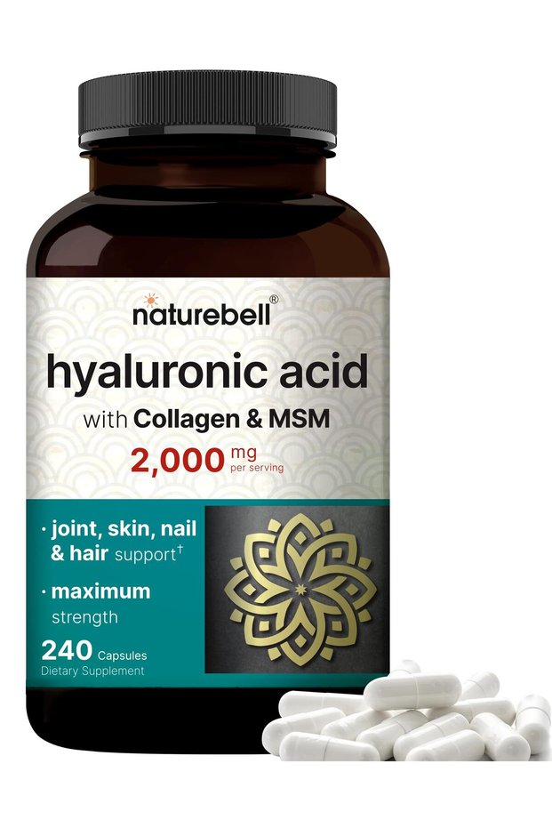 Hyaluronic Acid 2,000 mg with Collagen & MSM - 240 Capsules for Skin, Joint & Hair