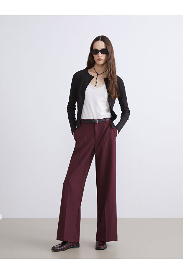 Wide Leg Women's Trousers with Belt