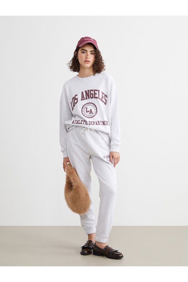 Two Mt Shop Quality Xside Gray Elastic Waist Los Angeles Printed Women's Jogger Sweatpants
