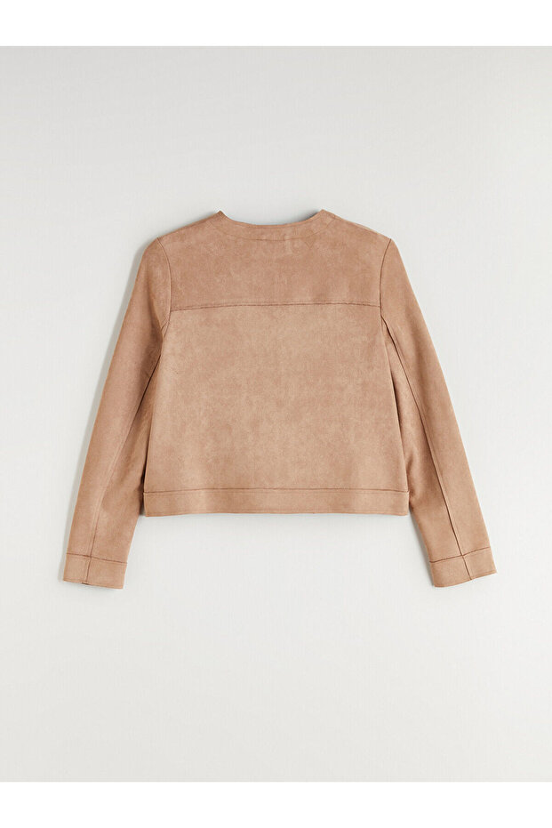 Peak Yeni Sezon Bisiklet Yaka Süet Görünümlü Kadın Ceket - 7