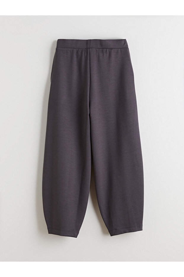 Antrasit Beli Lastikli Kadın Eşofman Altı - 2