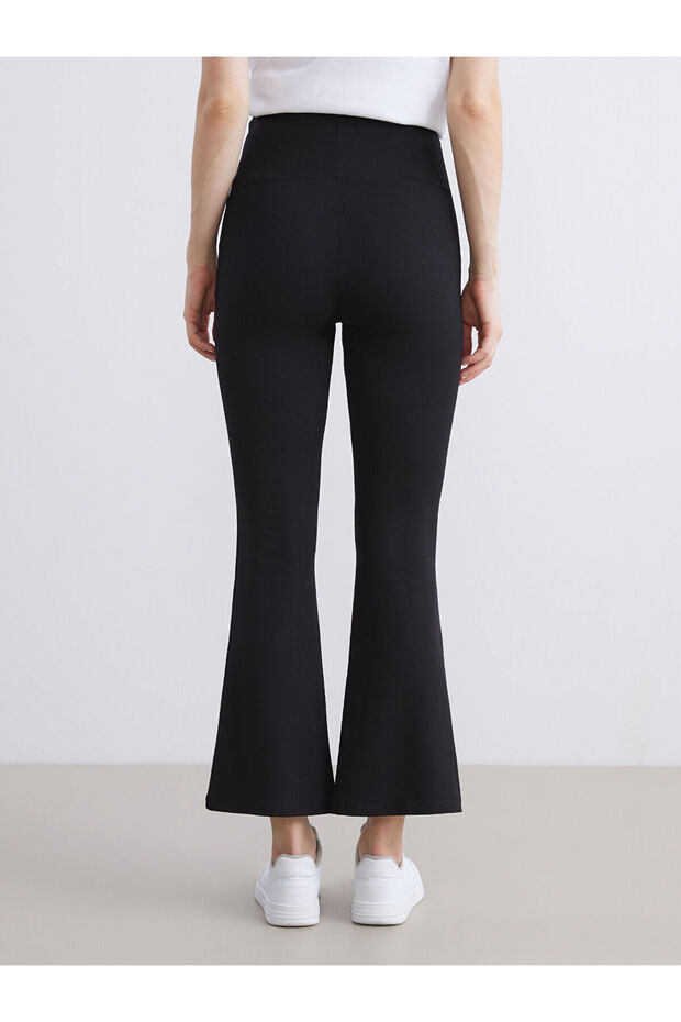 Siyah Karın Panelli İspanyol Paça Hamile Tayt Pantolon - 4