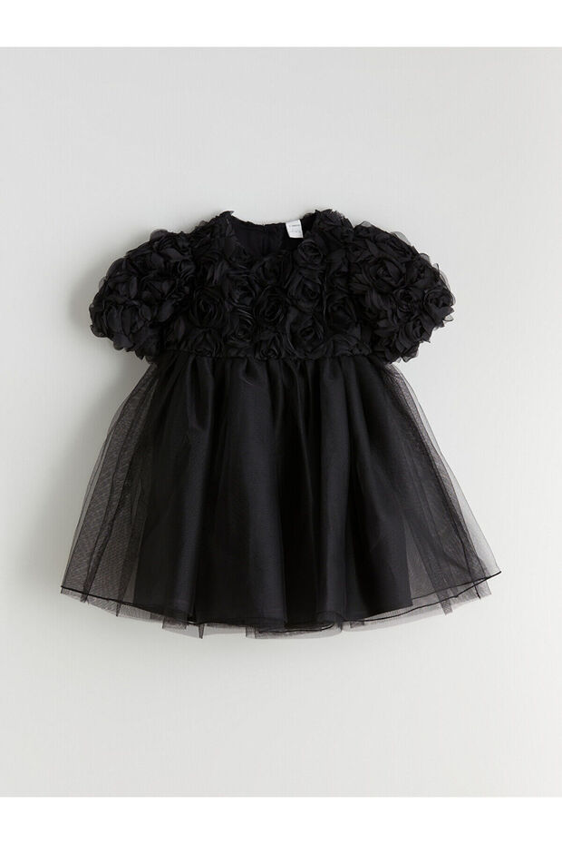 Peak Yeni Sezon Çiçek Aplikeli Kız Çocuk Abiye Elbise - 1