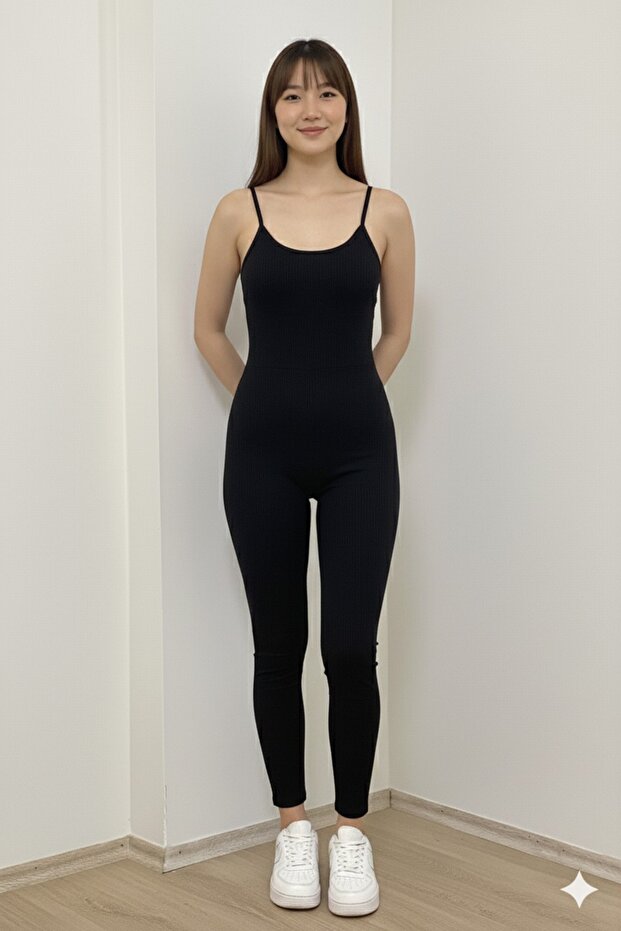 Women's Tight-Fitting Long Leggings Jumpsuit with Lycra Straps