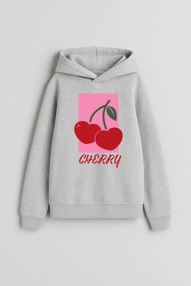 Cherry Cherry Pinterest Printed Boys Girls Children Grey Hooded Hoodie Sweatshirt Hoodie