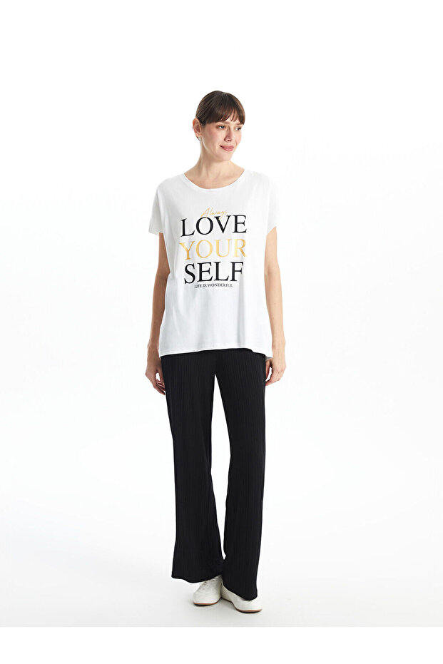 Elastic Waist Textured Women's Trousers
