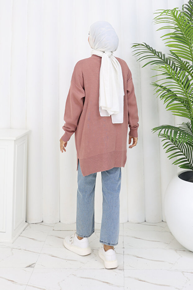 Çiçekli Triko Tunik S3010 Gül - 5
