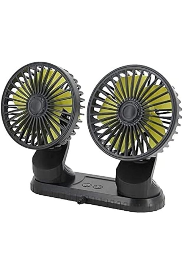 FITTO Dual Head Car Fan 5V USB Electric Cooling Fan, 3-Speed 360° Rotating Air Circulator, Dashboar