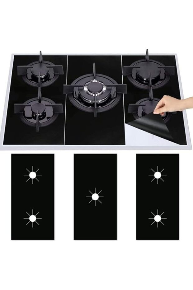 Tuwei Gas Stove Covers, 21.1 X 10.6 Reusable Non Stick Gas Range Protectors, 3 Pcs 0.5mm Thickened G