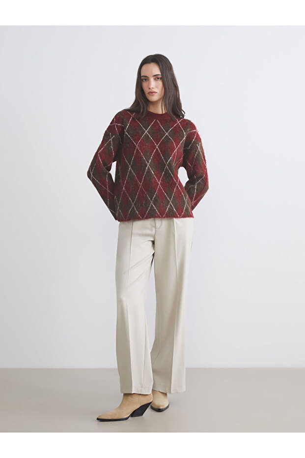 Beige Belted Wide Leg Women's Pleated Trousers