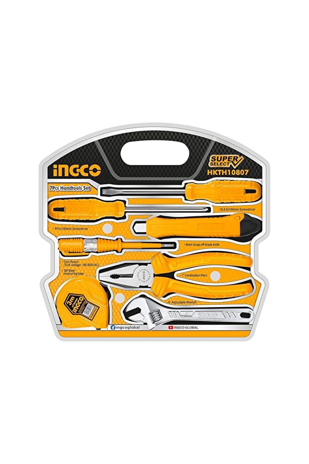7 PCS HAND TOOLS SET HKTH10807 - Complete Toolset with Essential Hand Tools for DIY, Home Repa