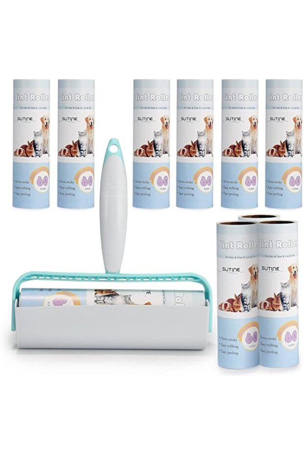 SUTINE Lint Rollers for Pet Hair Extra Sticky 600 Sheets/10 Refills, 6.3 Big Large Lint Roller Remov