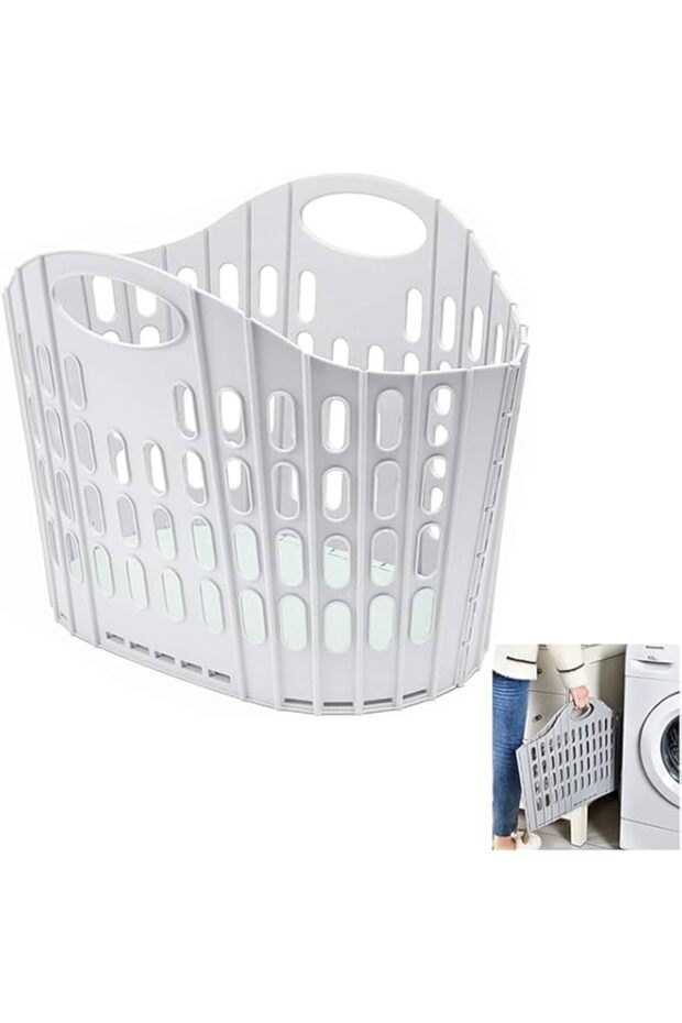 ANTOLE Laundry Hampers,Collapsible Plastic Laundry Basket,Waterproof Foldable Clothes Hamper with Ha