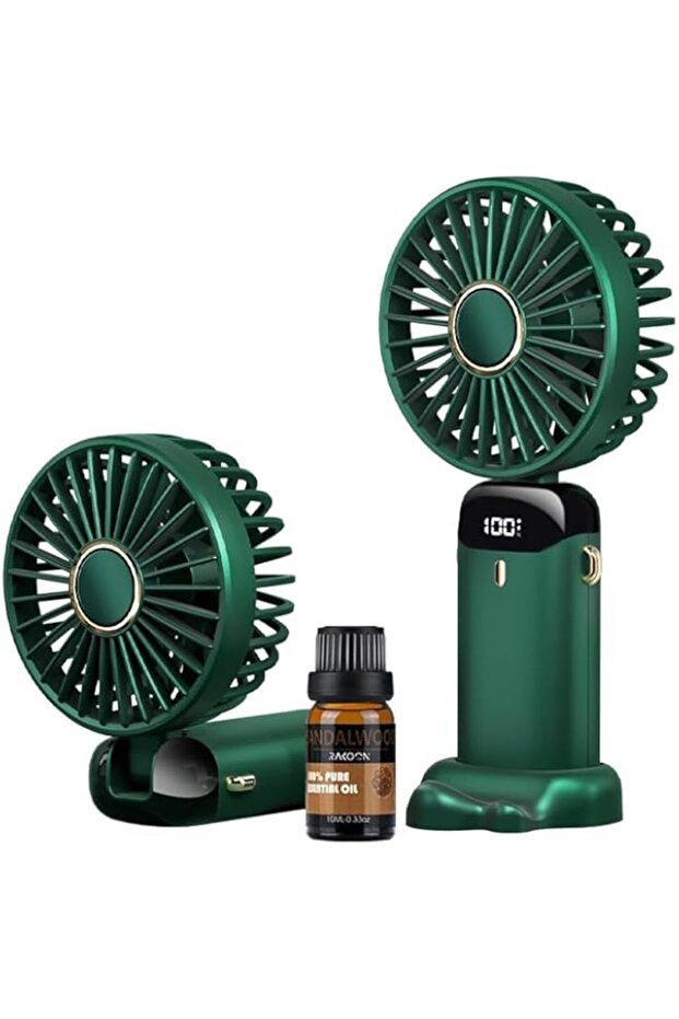 Rakoon Portable Handheld Fan, 5 Wind Speeds Personal Fan with Aromatherapy, Hanging Neck & Handheld
