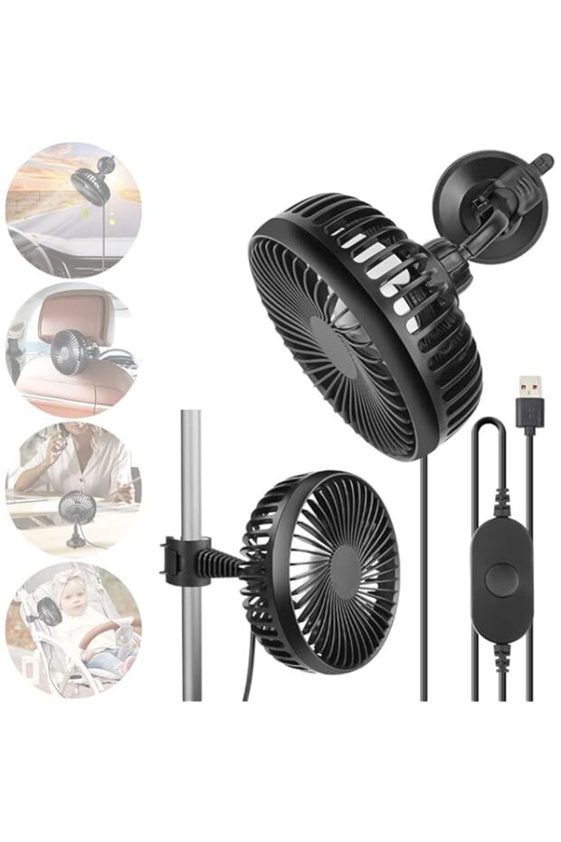 Multi-functional Portable Mini Fan,360 Degree Rotatable Car seat Fan,Small Personal Desk USB Fan,Bab
