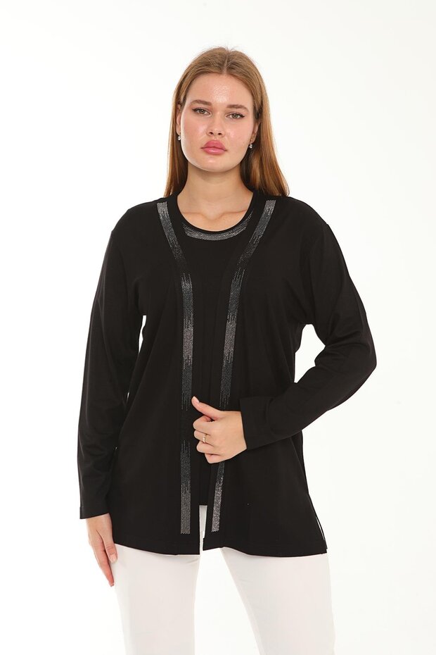 Mercerized Fabric Double Set Jacket and Blouse High Quality