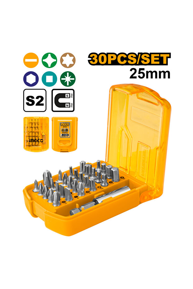 مجموعة رؤوس مفكات براغي AKSD08301، 30 قطعة - رؤوس مفكات براغي دقيقة متعددة الاستخدامات لمفكات الطاقة - 1