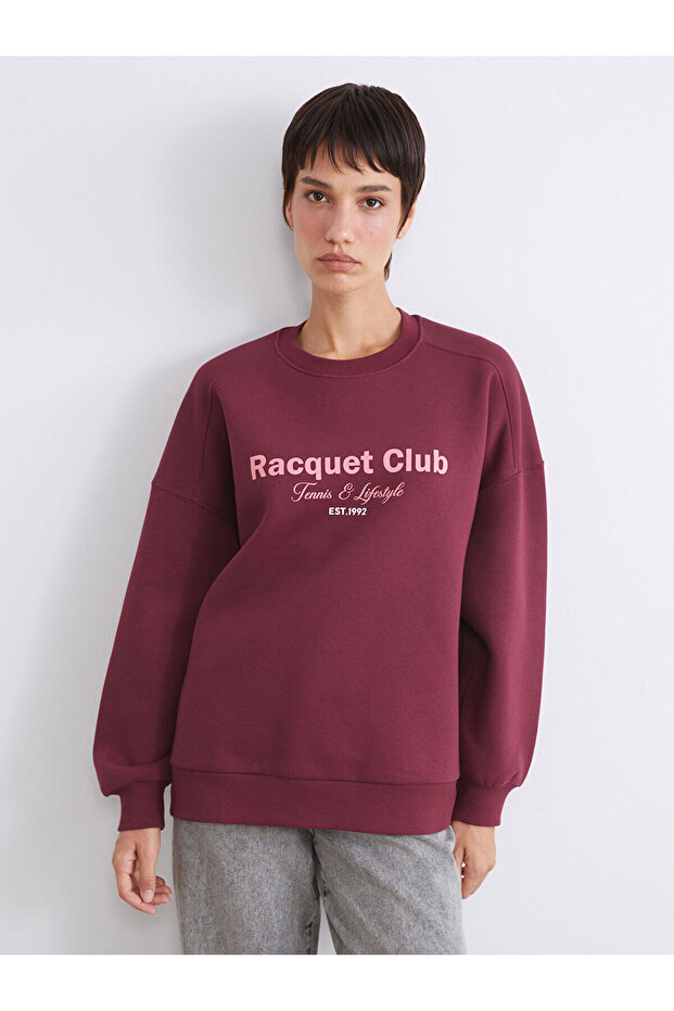 Printed Oversize Women's Thick Sweatshirt