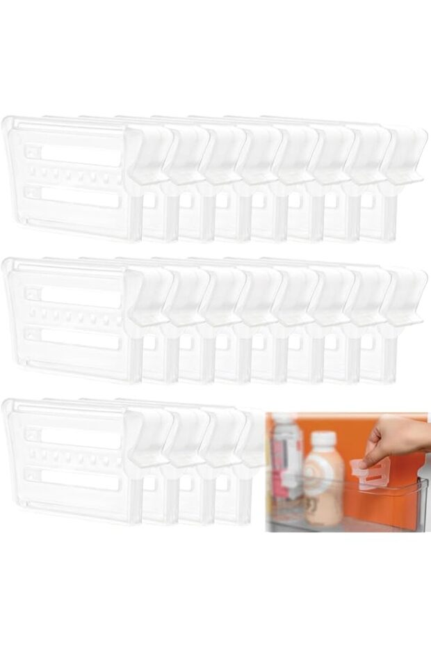 Tazweeq 12 Pcs Fridge Door Organizer, Adjustable Snap-on Refrigerator Door Organizer, Fridge Divider