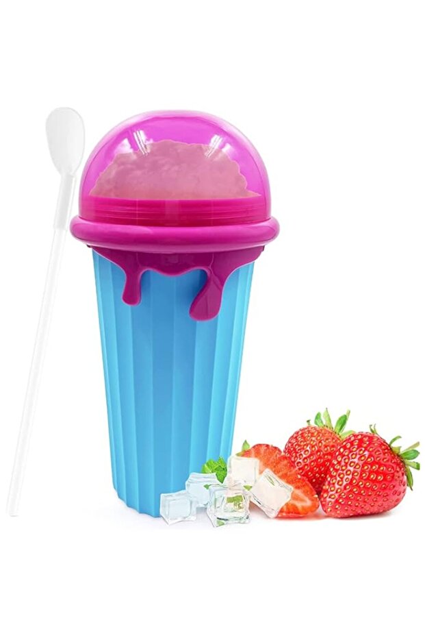 SYOSI Slushy Maker Ice Cup, Travel Portable Double Layer Silica Cup Pinch Cup Hot Summer Cooler Smoo