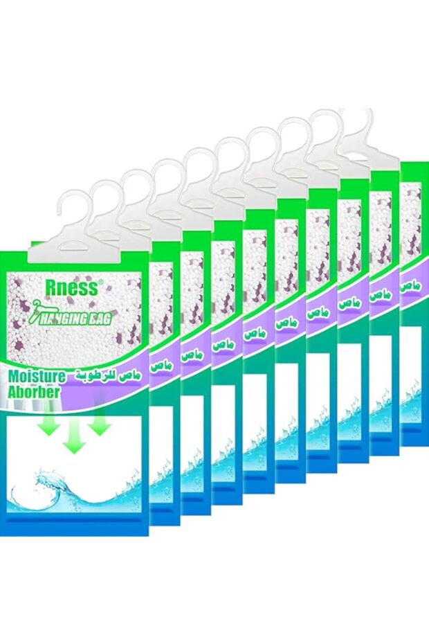 Rness Moisture Absorber Hanging Bag, Hanging Closet Dehumidifier Packages, Moisture Removers, 10 Pac