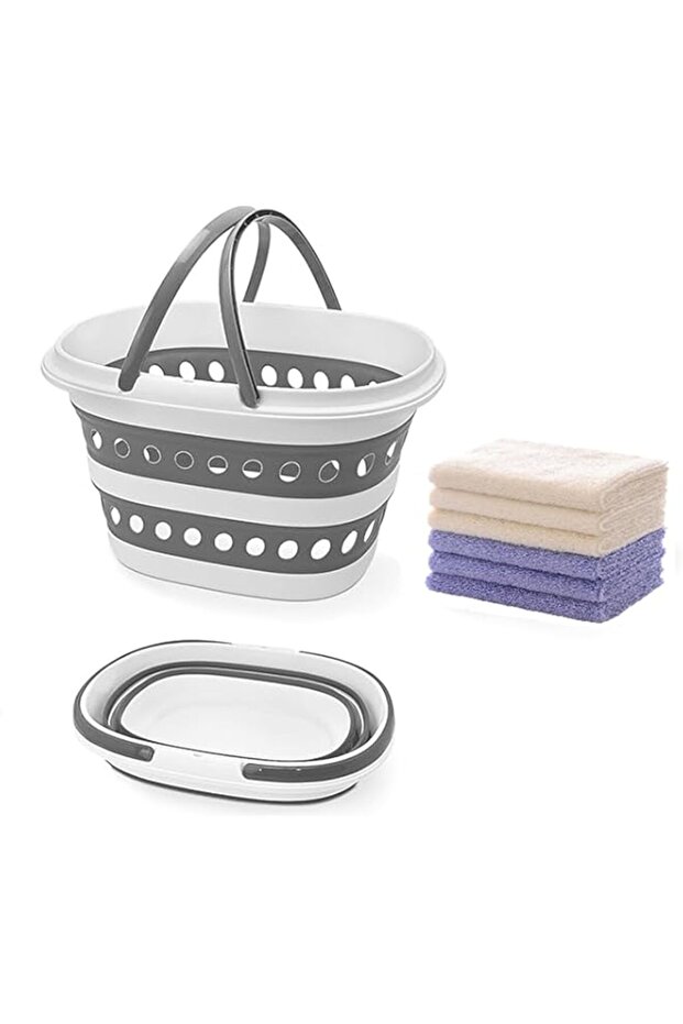 Nyganmelloz Collapsible Laundry Hamper with Handle,Plastic Laundry Basket Foldable Pop-Up Storage Co