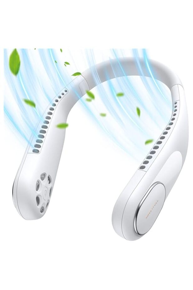 SWEETFULL Portable Neck Fan Bladeless Personal Fan 4000mAh Rechargeable Battery Operated Wearable Sm