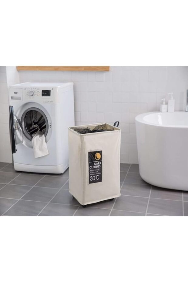 Qadir Laundry Basket Laundry Hamper Bin Clothes Sorter Storage Organizer Bag Collapsible with Wheel