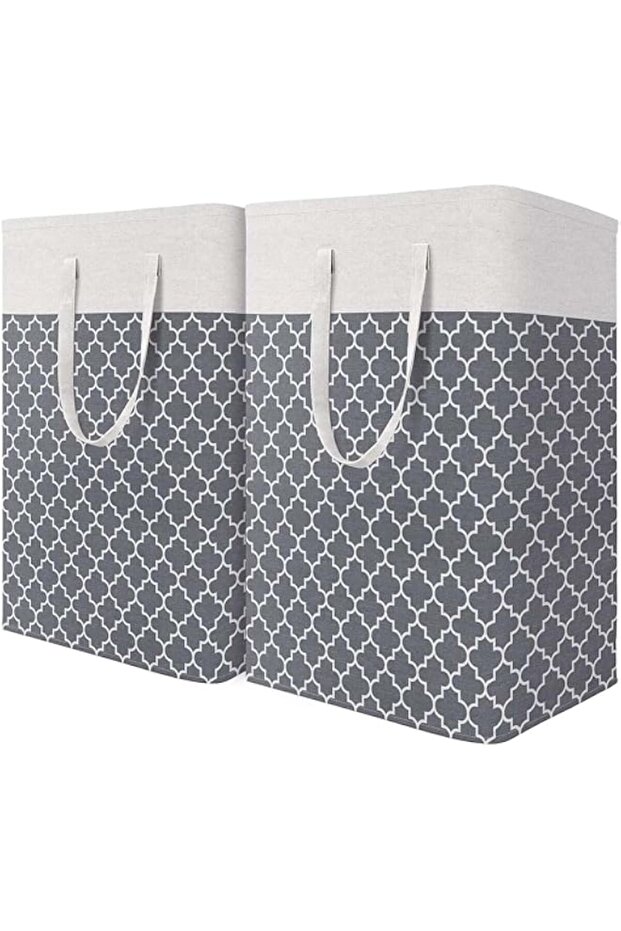 YIM-VIBEHAUS 2-Pack Laundry Baskets, Collapsible Laundry Hamper with Long Handles, Freestanding Clot