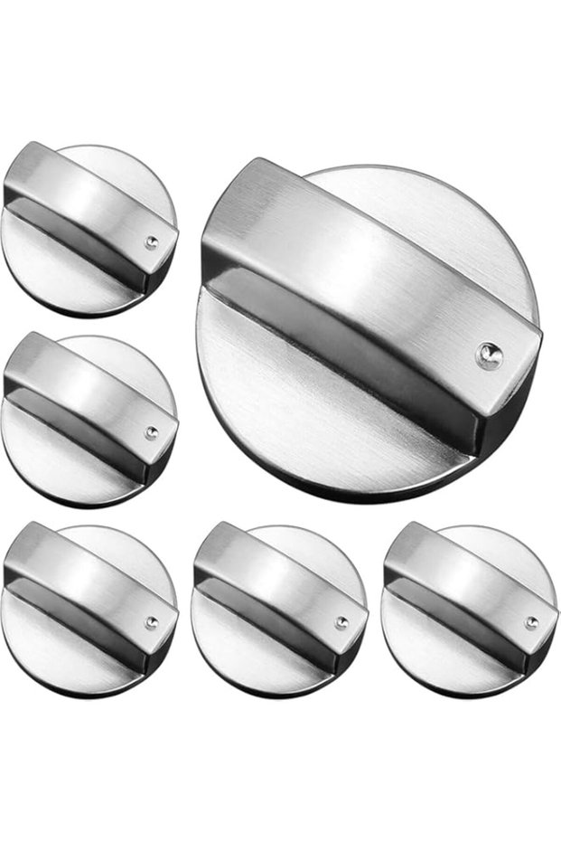 THE WHITE SHOP Gas Stove Knob, 6 Pcs Stainless Steel Stove Control Knob, Zinc Duty Range Burner Swit