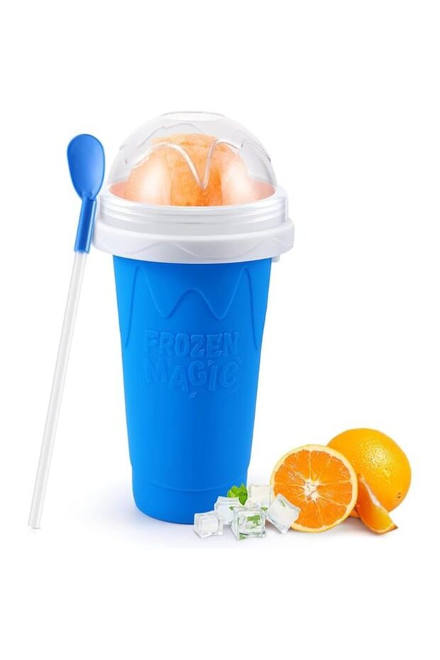 CITTA DIY Magic Slushie Maker Cup - BPA-Free Silicone Ice Cream & Smoothie Squeeze Cup with 2-in-1 S