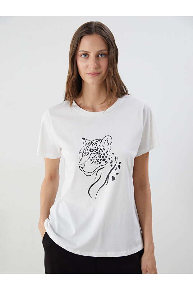 Crew Neck Printed Combed Women's T-Shirt