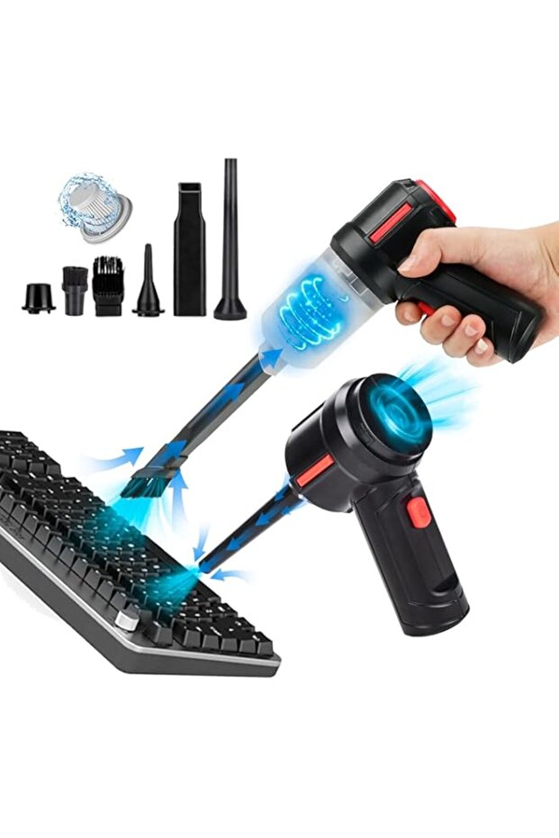 Meudeen Electric Rechargeable Air Duster for Computer Cleaning- Compressed Air Duster- Mini Vacuum-
