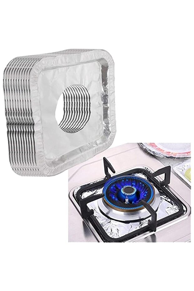 20pcs Gas Burner Liners, Disposable Premium Aluminum Foil Square Stove Burner Covers -Thicken Gas