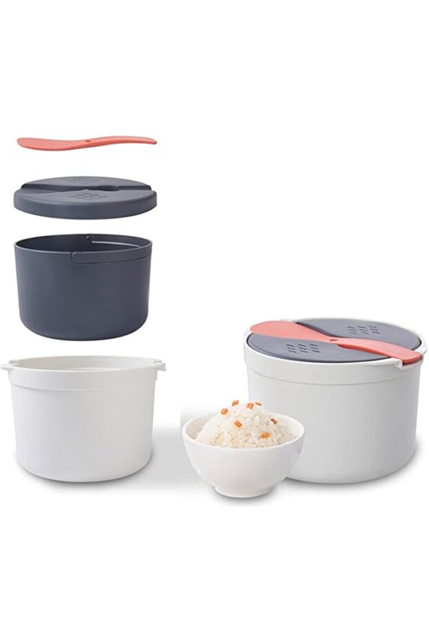 Paporich Microwave Rice Cooker, Rice Steamer and Pasta Cooker with Strainer, 2 Layer Microwave Veget