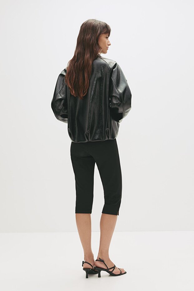 Vinil görünümlü bomber ceket - 4