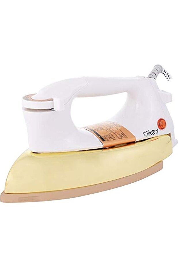 Clikon - Heavy Dry Iron, Braided Cable, Ceramic Oil Coated Soleplate, Adjustable Temperature Knob, G