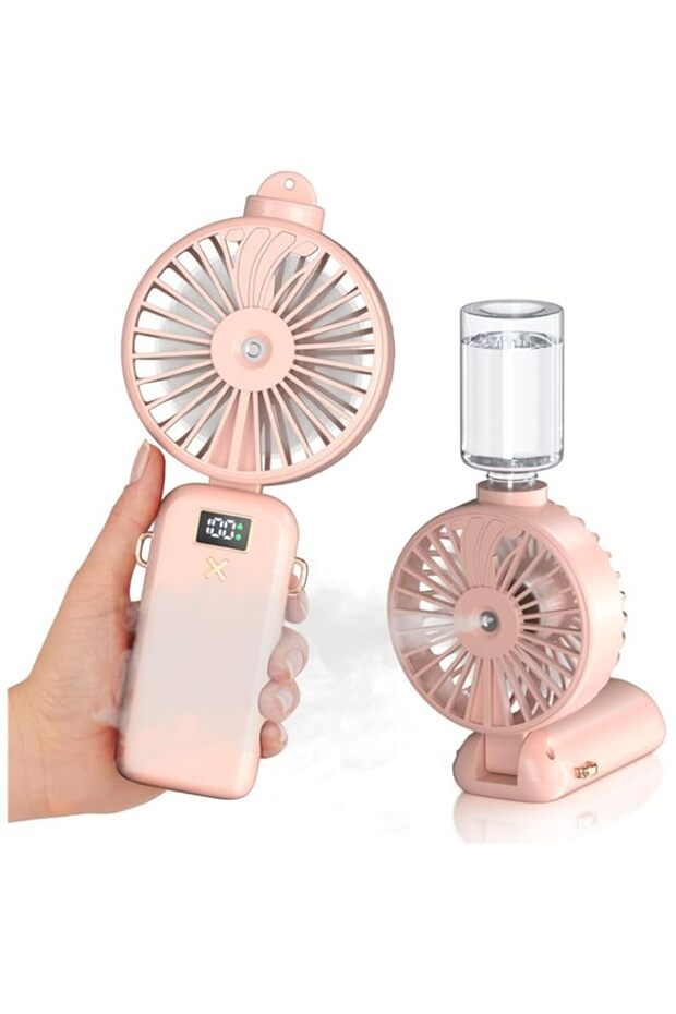 TERRIFI Handheld Misting Fan with Water Spray - Mini Foldable Fan, 5000mAh Battery, USB Rechargeable