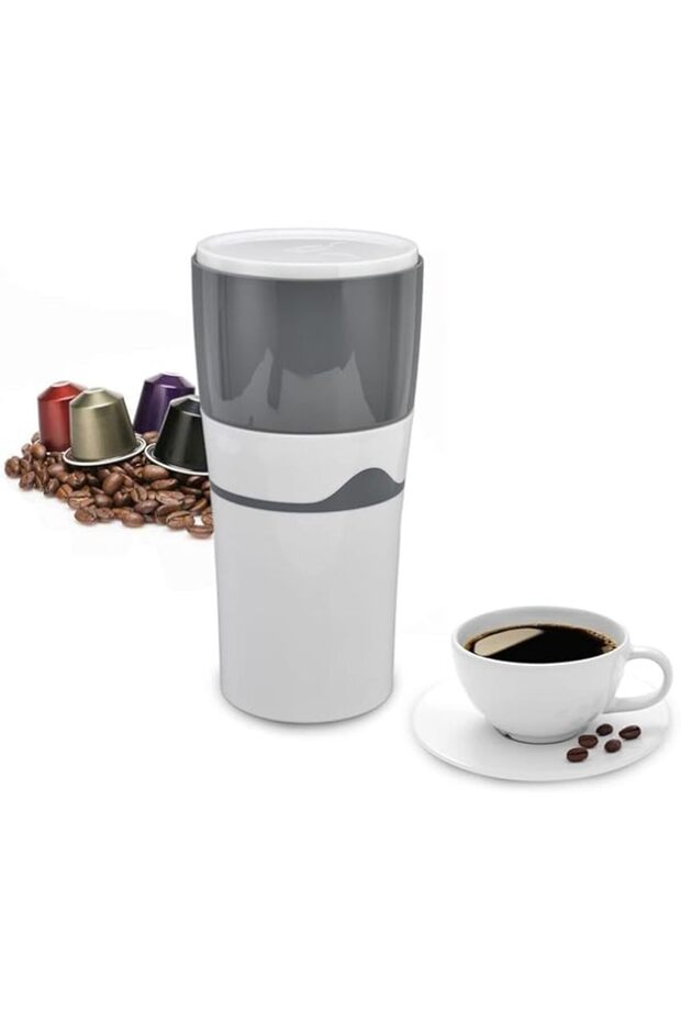 Azonee Portable Drip Coffee Maker 450ml, Travel Coffee Machine for K-Cup Capsules, Hand Drip Cold Br