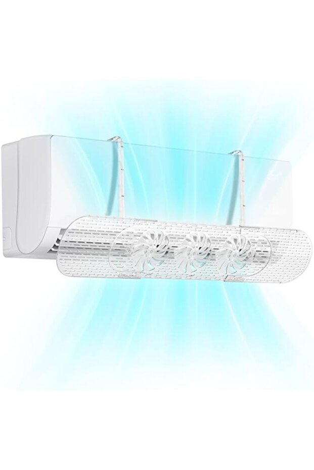 TERRIFI Adjustable Air Conditioner Deflector, Retractable AC Vent Deflector with Mini Fans, Anti Dir